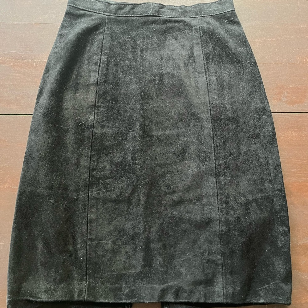 Vintage Black Suede pencil skirt 24 inch waist